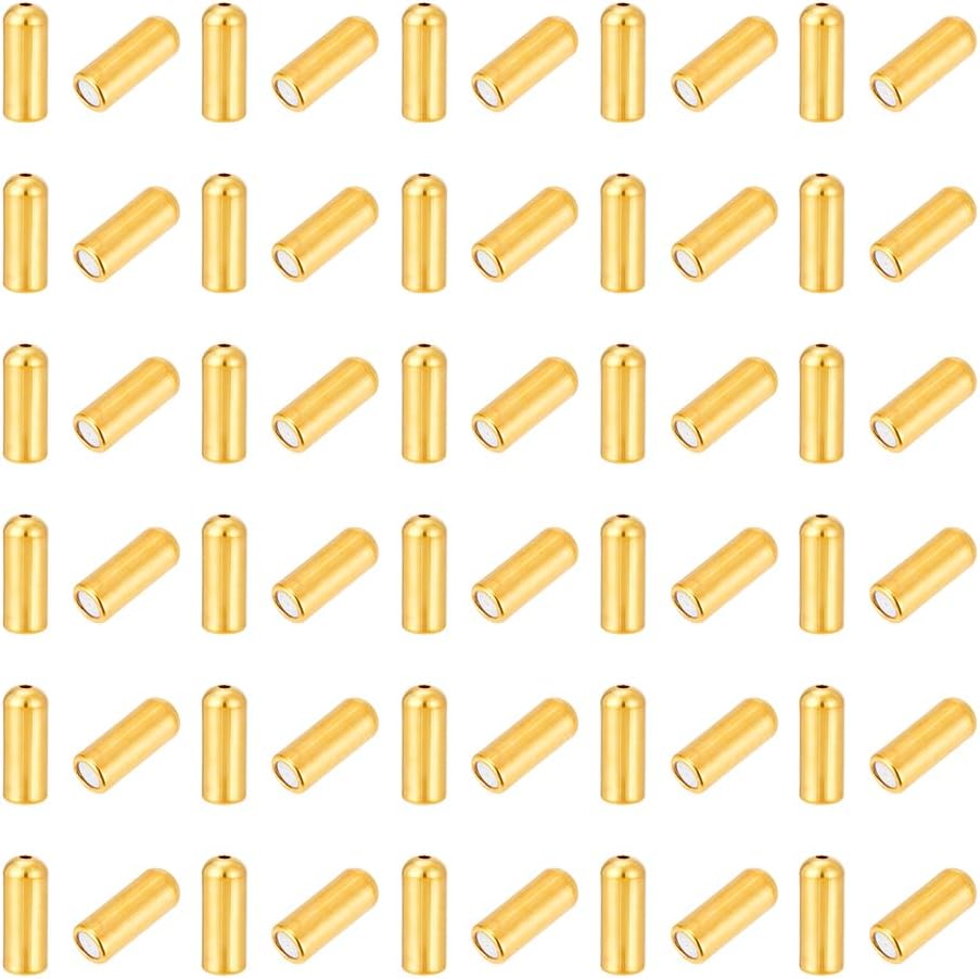 UNICRAFTALE 100pcs Golden Pin End Cap Metal Brooch Pin Stick Backing 10.5mm Jewelry Stopper Cap Slider Beads Brooch Findings with Rubber Stopper for DIY Craft Jewelry
