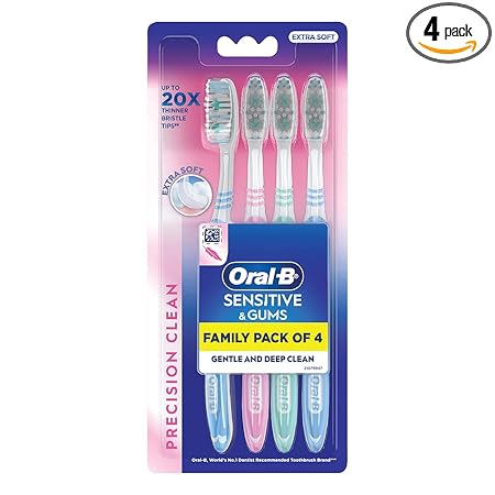 Oral-B Sensitive Ultrathin Manual Toothbrush For Adults Extra Soft (Multicolour, Pack Of 4)