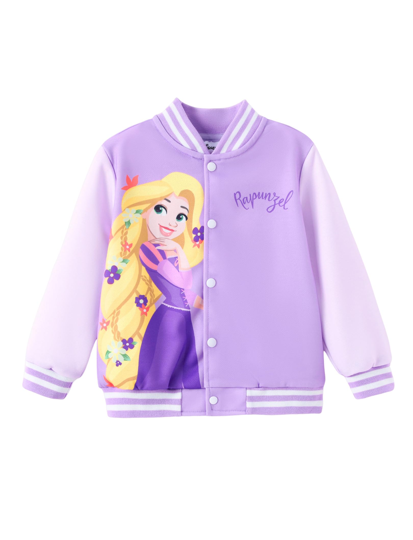 Disney Girl &amp; Boy Varsity Bomber Jacket Fall Sweatshirt Toddler to Big Kid | Officially Licensed Jacket with Mickey, Minnie, Spider-Man, Gwen, Toy Story, Cars, Frozen, Princess, Stitch, Zootopia Designs
