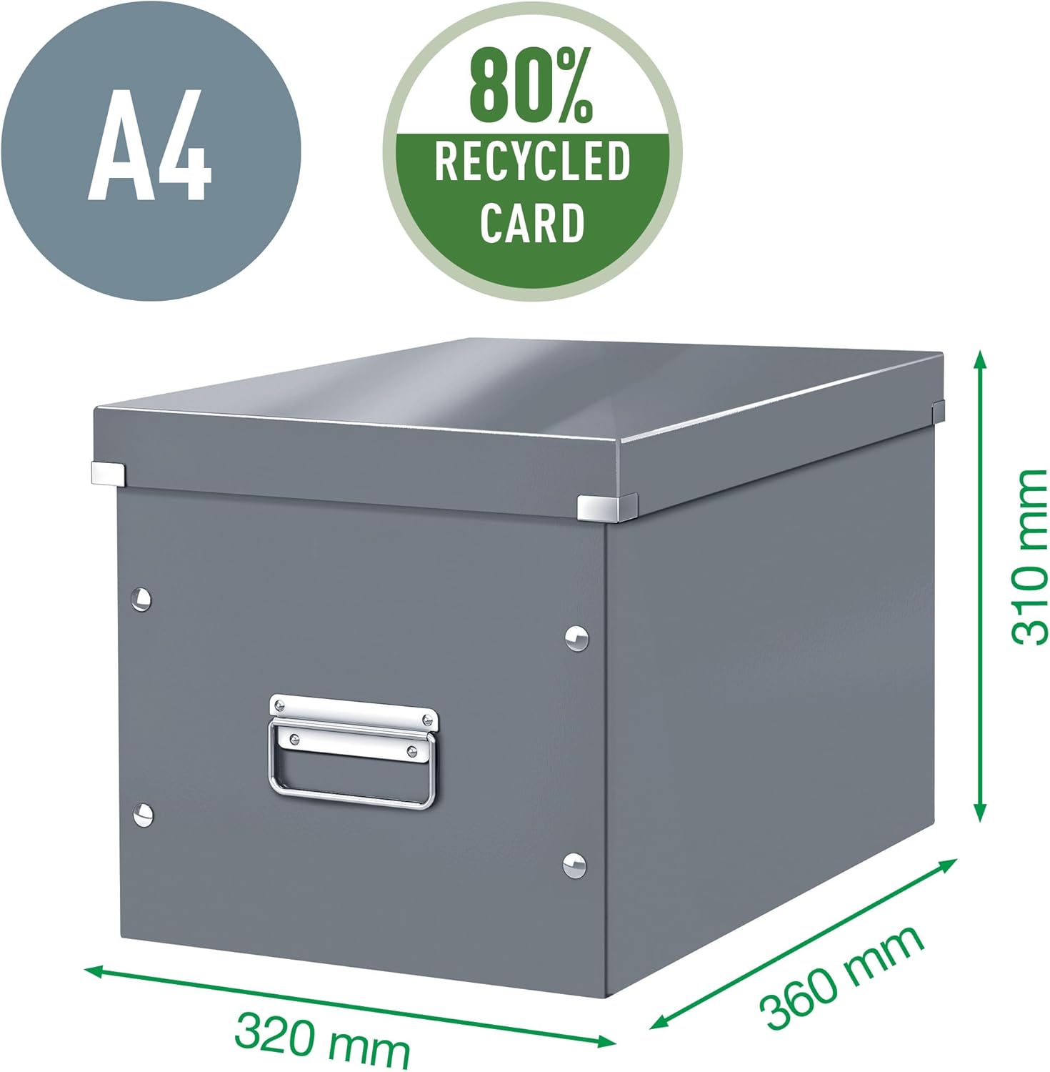 Leitz WOW Large Storage Box, Click and Store Range, Large Cube Storage Box, Red, 61080026