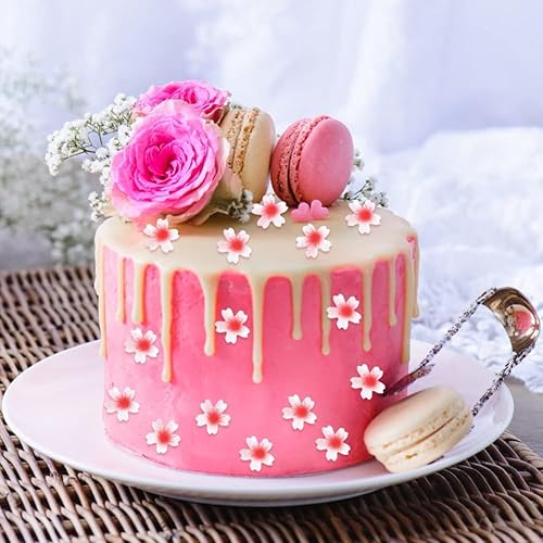 300 piezas de flores comestibles para decoración de pasteles, papel de arroz adhesivo, decoración de obleas de tartas, flores y adornos para