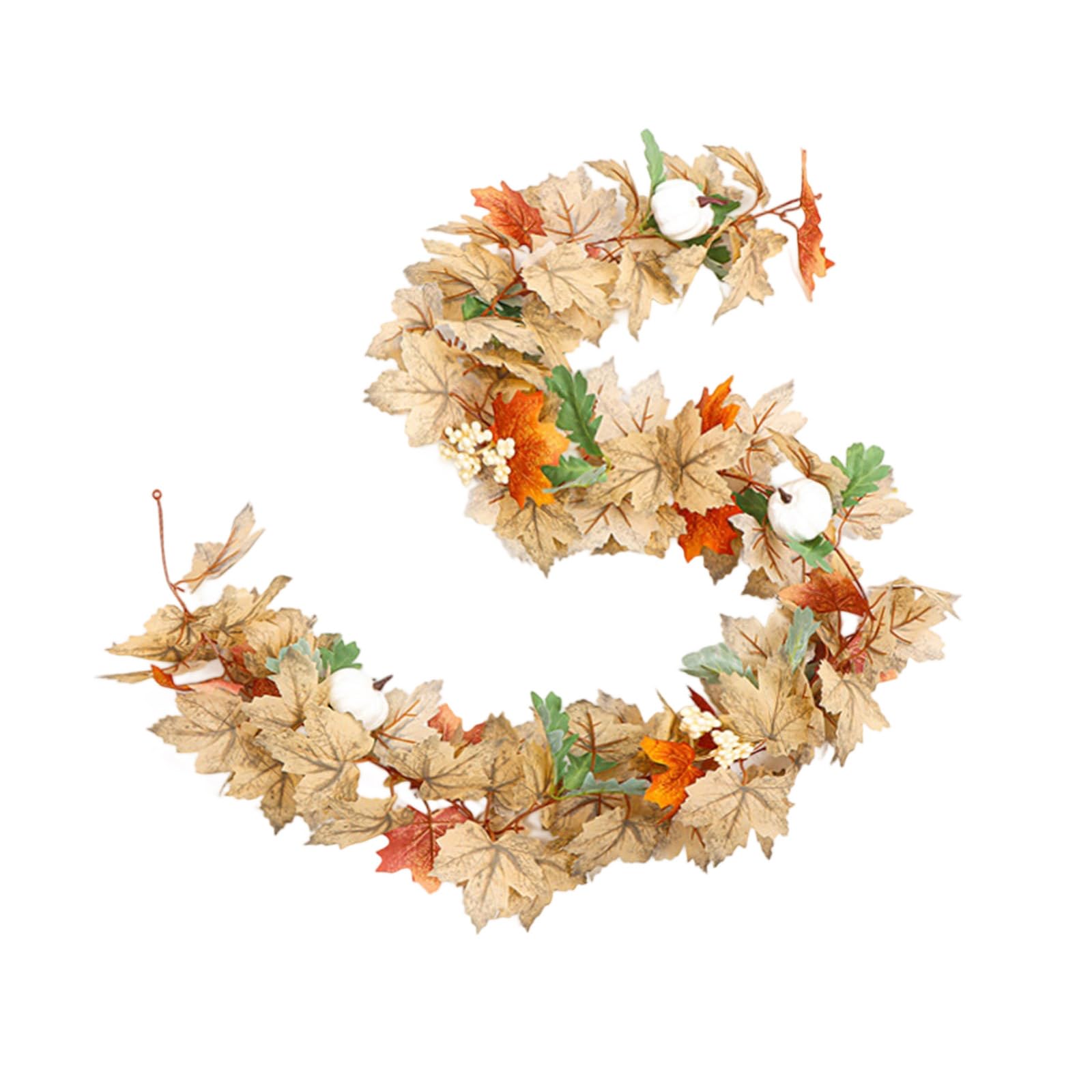 PANGBOER Sturdy Faux Maples Vine Wreath with Realistic Silk Leaves for Whole Year Wall Door Window Decoration Flexible Faux Fall Foliage Garland