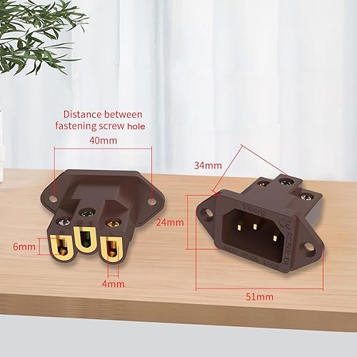 Miniatura 4 de Viborg Entrada de alimentación de alta fidelidad AC 250V 10A IEC C14 Adaptador de enchufe de montaje en panel Chapado en oro Enchufe de alimentación