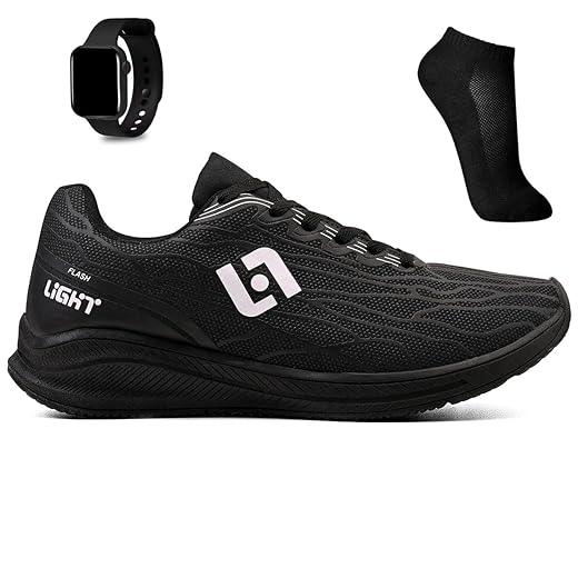 Kit Tenis Esportivo Masculino Feminino Adulto Academia Treino Caminhada + Meia e Relogio