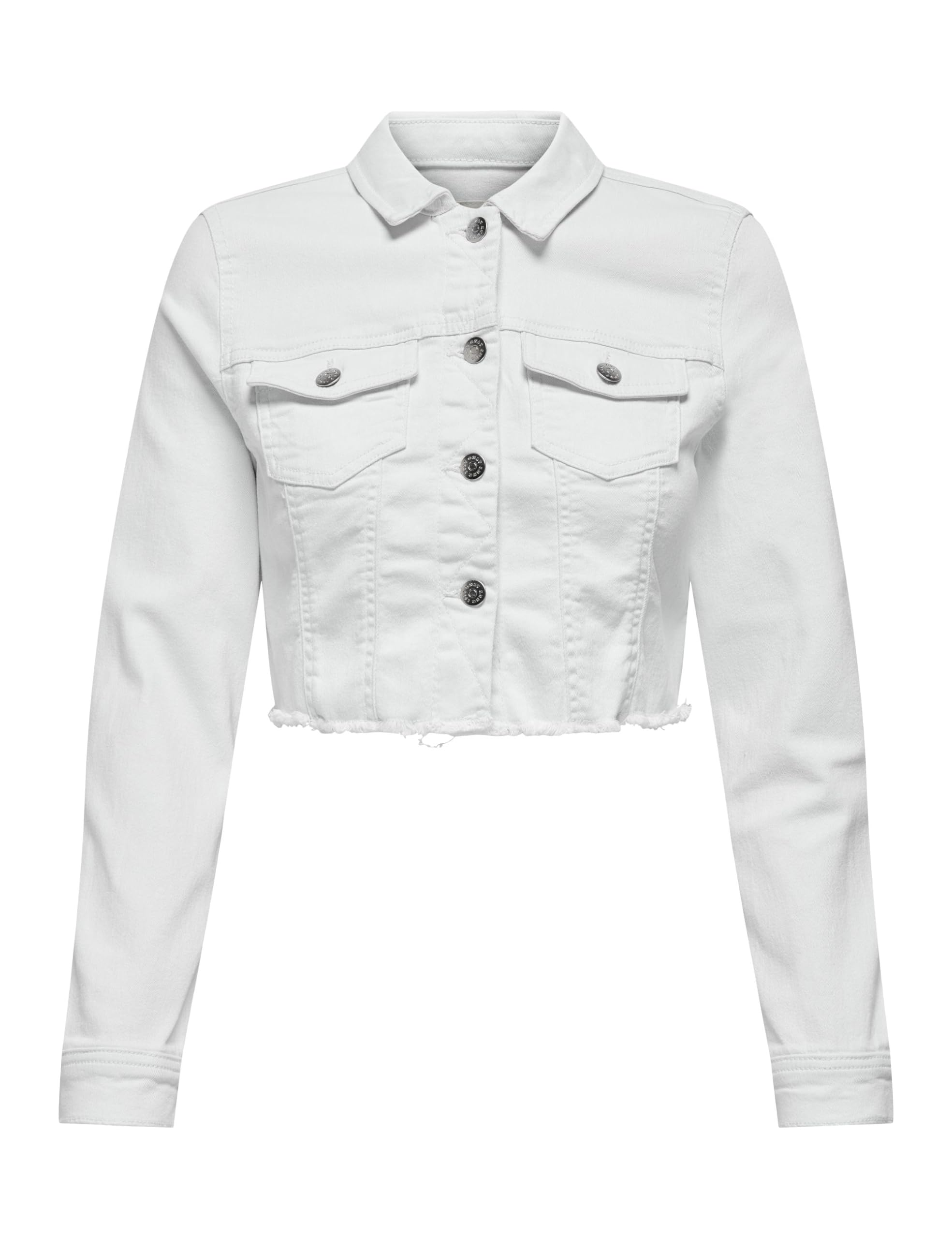 ONLY Womens Onlwonder Ls Cropped Dnm Gua Denim Jacket, White, XL UK