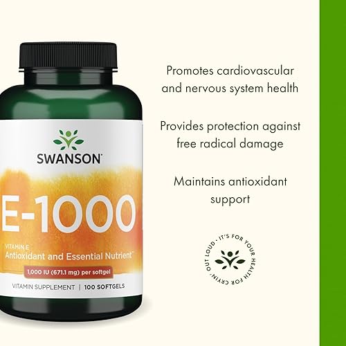 Miniatura 4 de Swanson Vitamina E - Suplemento vitamínico natural que promueve la salud cardiovascular - Fórmula natural que entrega tocoferoles D-alfa esenciales
