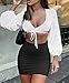 eoeoo 2026 Y2k Trendy Women's High Waisted Bodycon Mini Skirt Stretchy Tight Pencil Short Skirt Black S