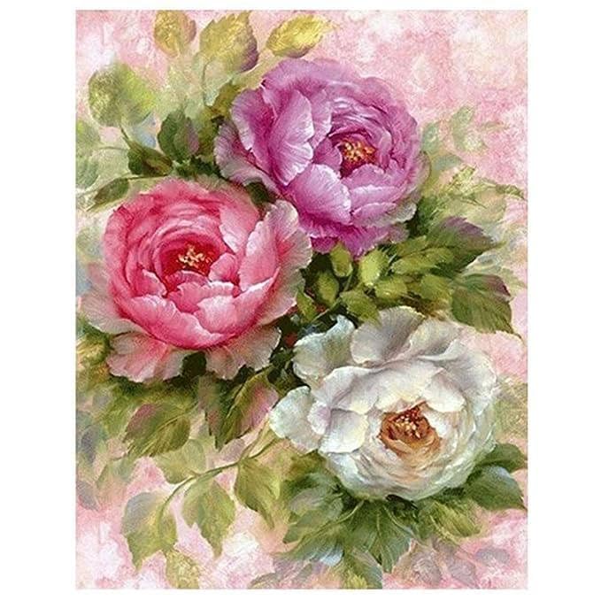 DIY 5D Diamond Painting by Number Kits, Drill Cross Stitch Crystal Rhinestone Embroidery Paint, Peony Flowers of Life Diamond Painting Art Kits for Home Wall Decoration Gifts Arts and Crafts-picture-22