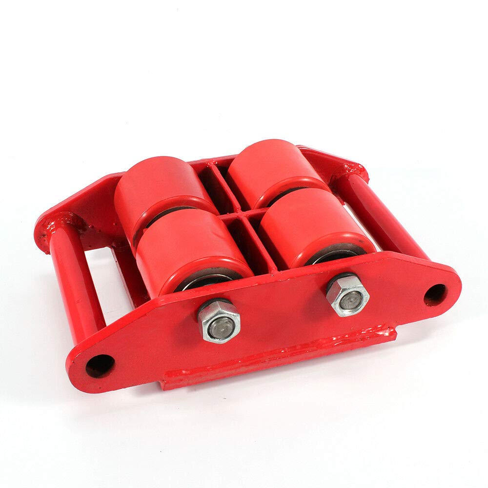 6T 360° Industrieroller Panzerrollen Rot, Transportfahrwerk Transportrollen Schwerlastrollen Stahl, Transportrolle Maschinerie Maschinentransport (Farbe : 4pcs-Rot)