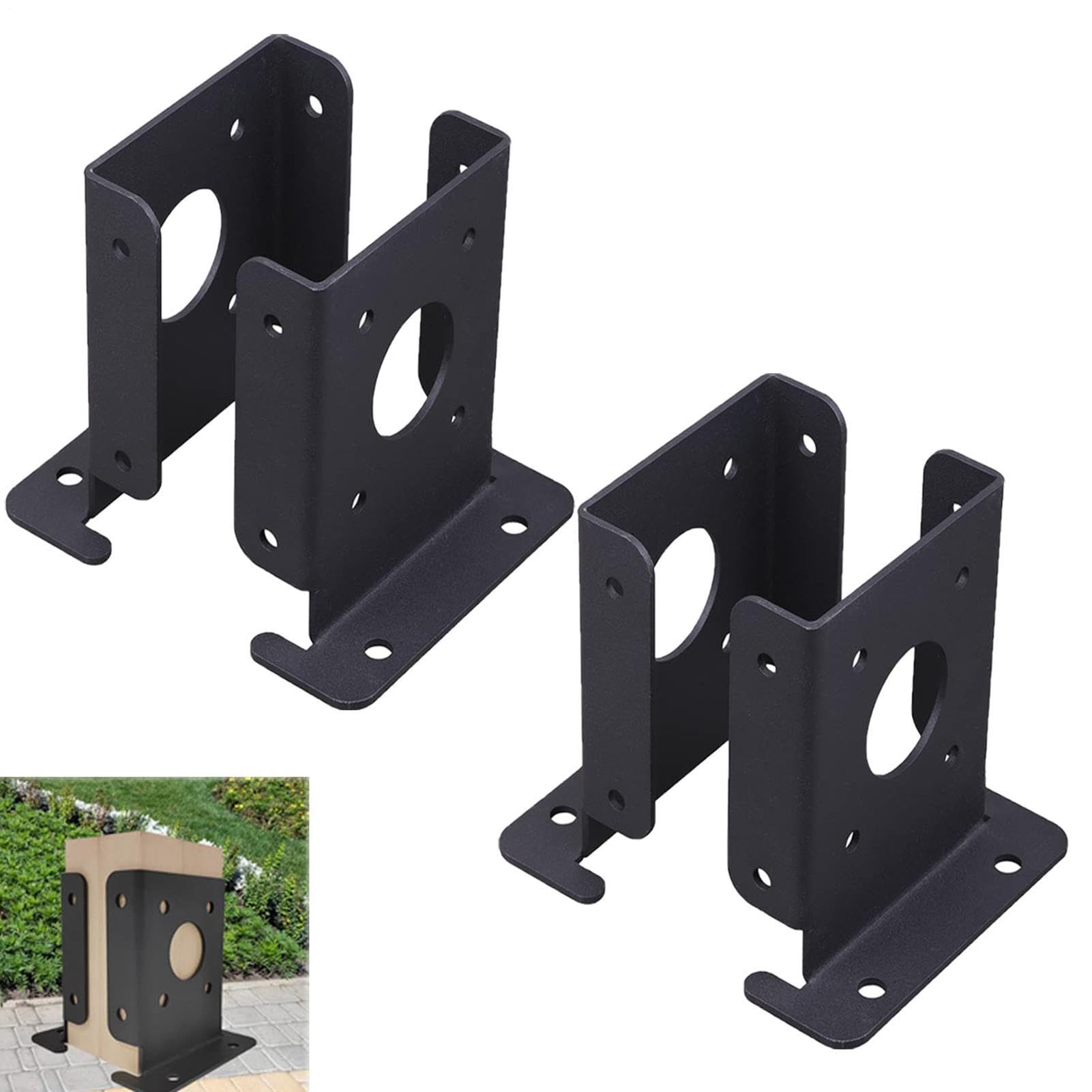 Soporte de postes para madera, acero, ajustable, resistente, juego de 4