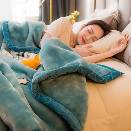 Miniatura 2 de Manta Raschel de felpa, manta de visón coreano de 79 x 91 pulgadas, 9 libras, súper sedosa, 2 capas impresas, reversible, gruesa, de forro polar