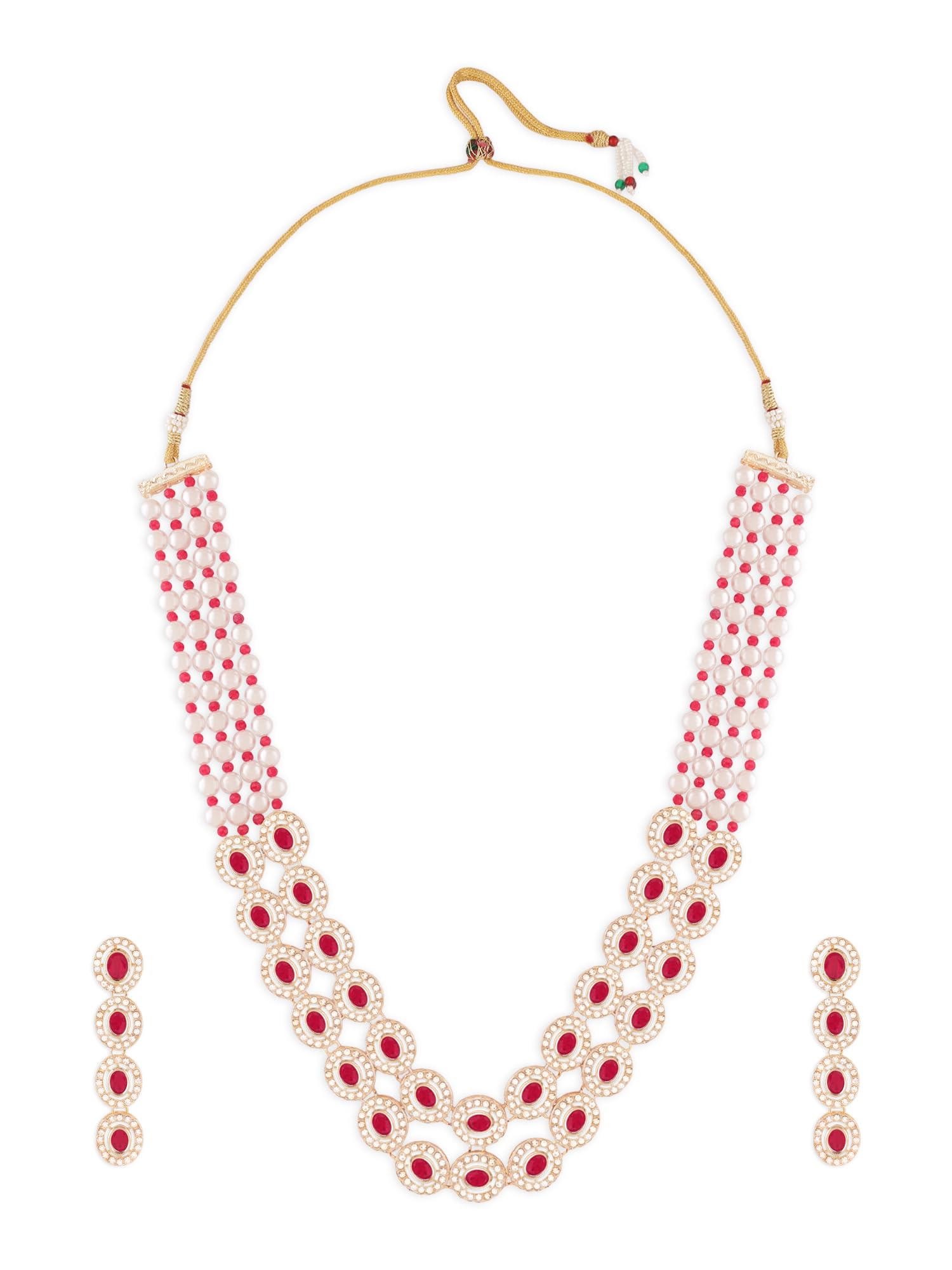 ZAVERI PEARLS Rani Pink Stones Beads Dazzling Austrian Diamonds Long Necklace & Earring Set For Women-ZPFK17345 (B0CTQVJWDY) Amazon Price History, Amazon Price Tracker