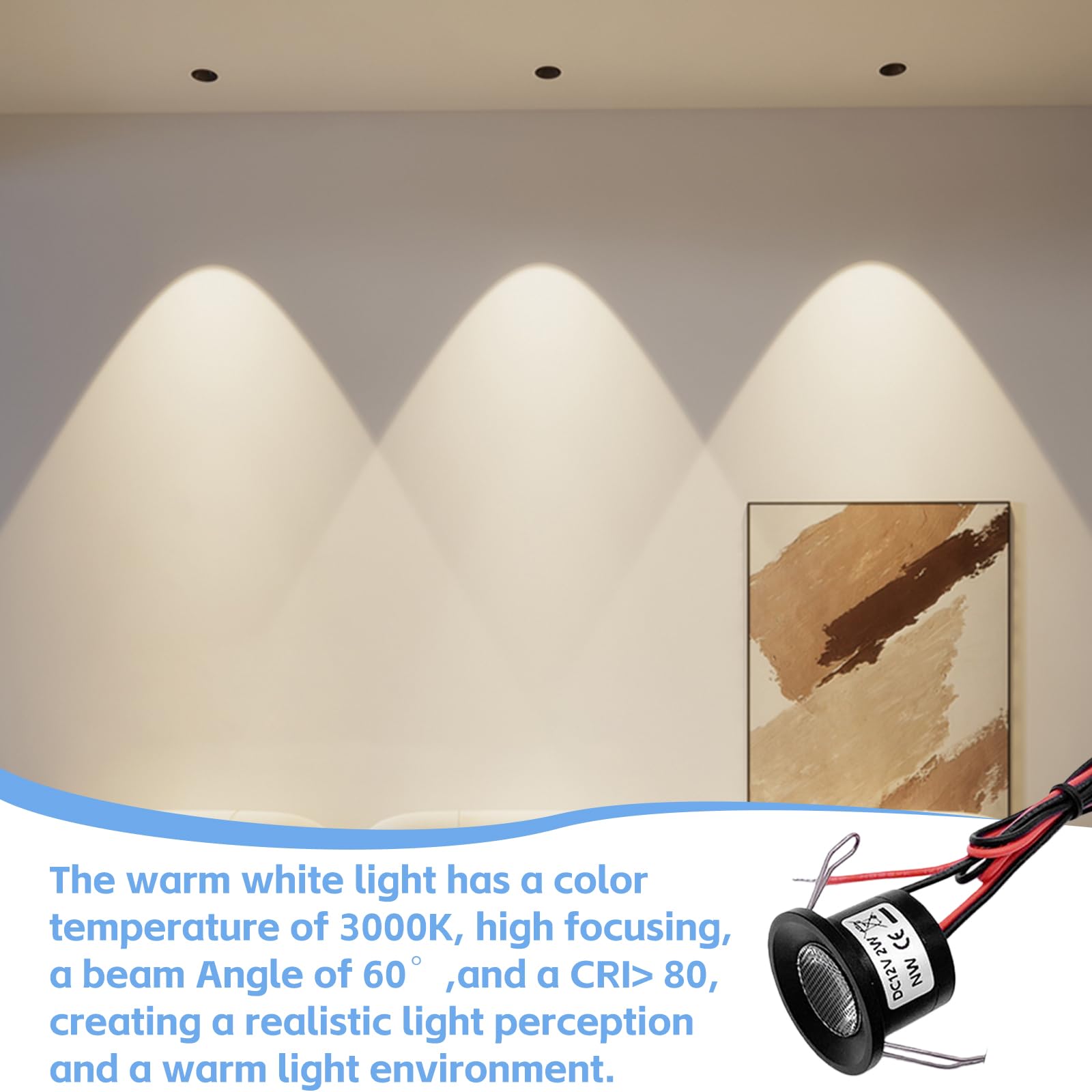 Foco LED empotrable de 12 V 2 W, juego de 6 focos empotrables IP65, mini foco LED blanco cálido, 3000 K, para baño, cocina, garaje, escalera, con transformador de 230 V
