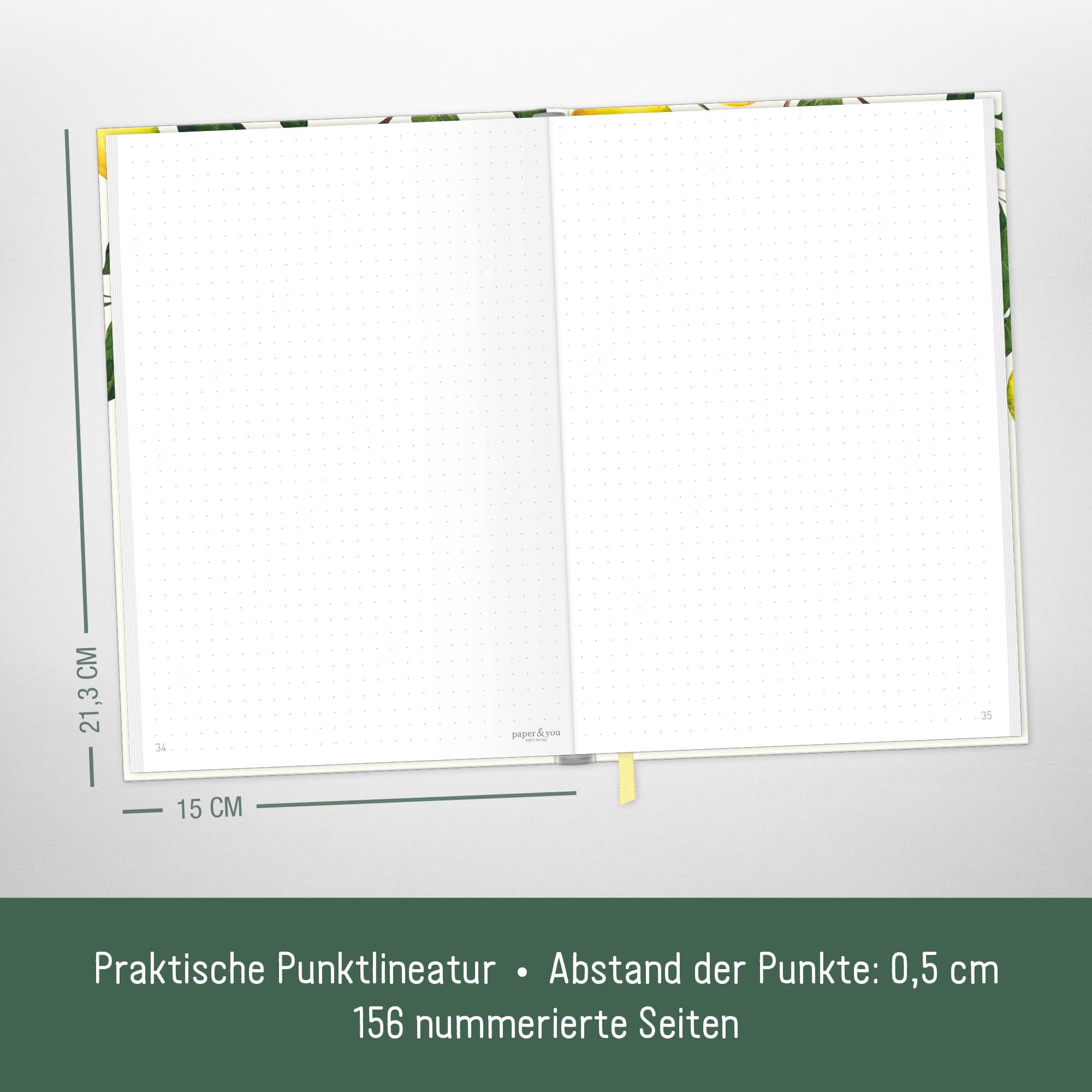 Häfft paper&you® dotted Journal A5 – notes w kropki „Cooking with Love” | 156 ponumerowanych stron w kropki, gumka i zakładka – do prowadzenia pamiętnika, szkiców, list i kreatywnych notatek