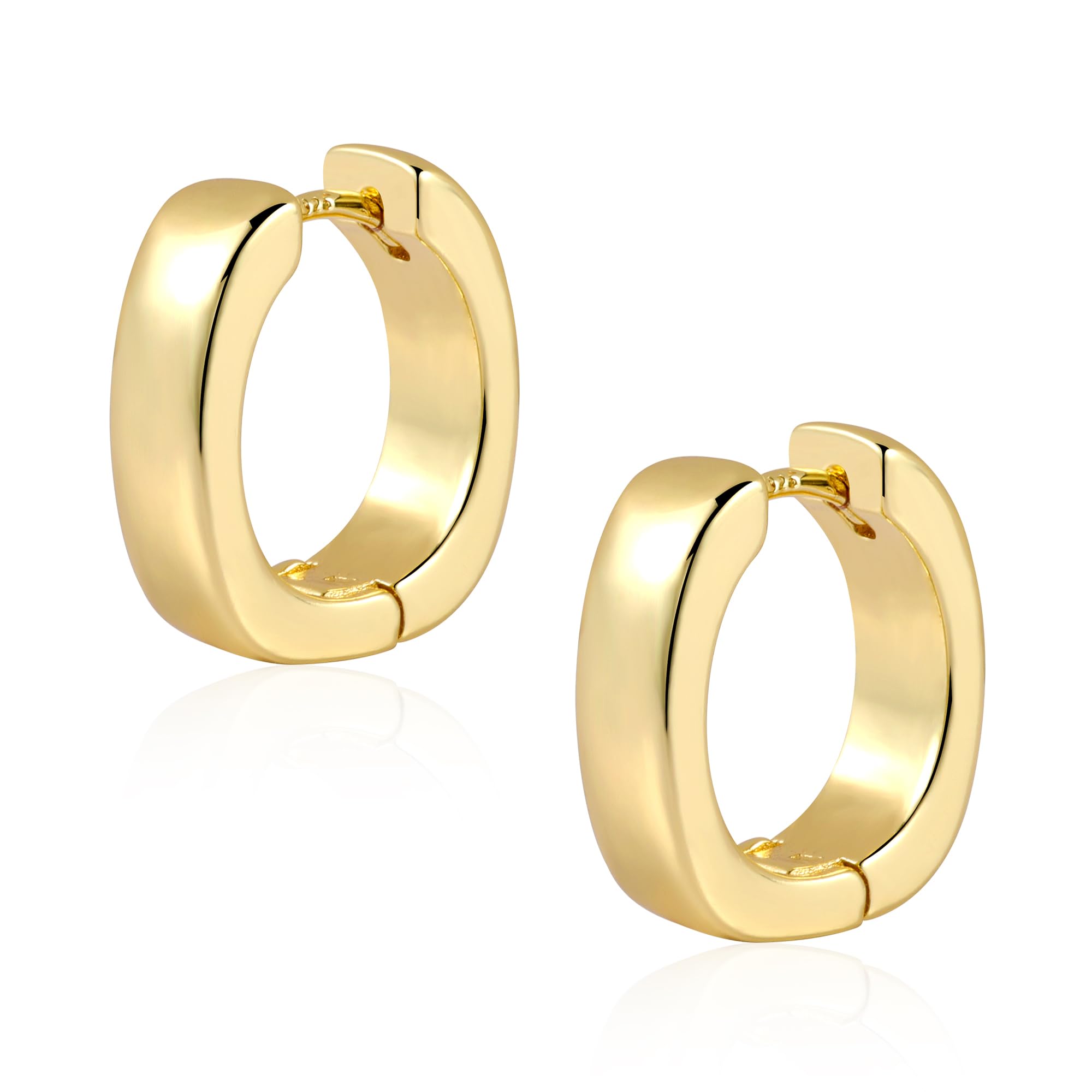 925 Sterling Silver Earrings Small Chunky Hoop Earrings for Women Trendy Huggie Hoop Earrings 14K Gold Plated Hypoallergenic Earrings Small Thick