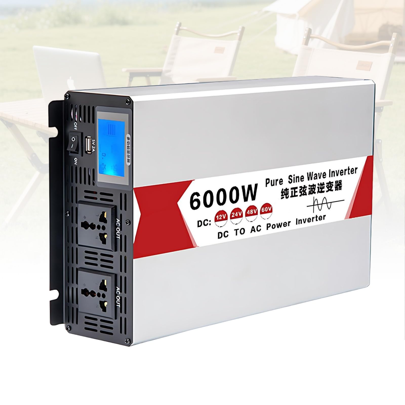 Inverter Ibrido 5000W-8000W, Inverter a Onda Sinusoidale Pura per Solare, 12V/24V/48V/60V DC a 110V/230V AC, Energia Efficiente per Camping e Off-Grid(6000W,48V to 230V)