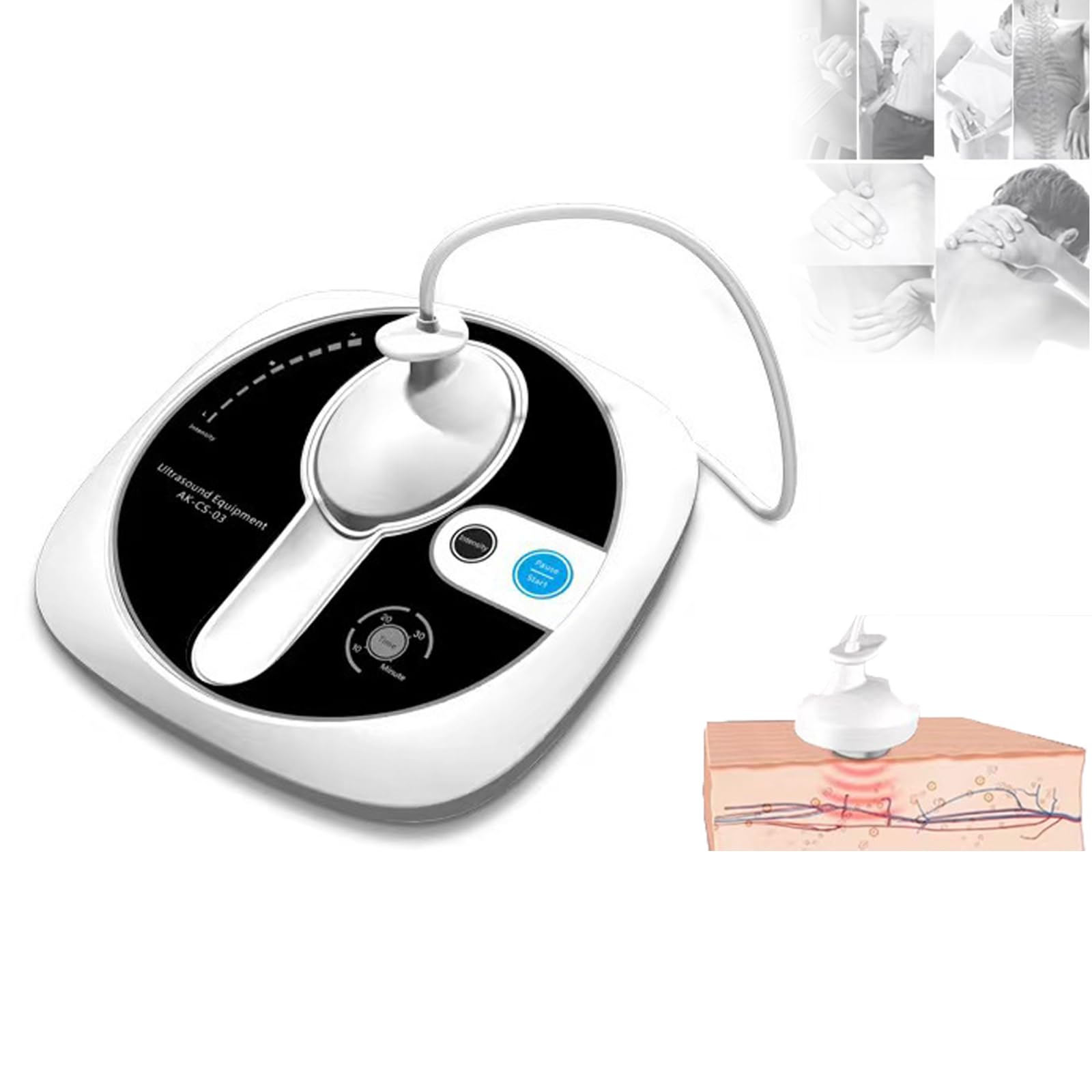 Macchina per terapia ad ultrasuoni, massaggiatore portatile per fisioterapia con 3 livelli di intensità, 9 luci LED, timer e controllo intelligente della temperatura per sollievo articolare