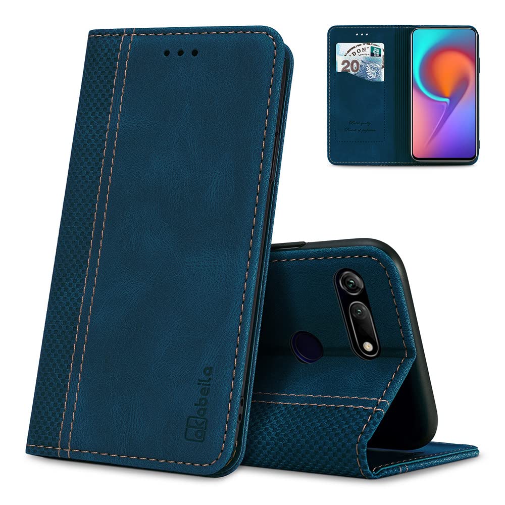 CaseMe Cover per Huawei P smart 2019, Magnetica Cover a Libro con Slot per Schede, Custodia in PU Pelle Portafoglio per Huawei P smart 2019, Blu