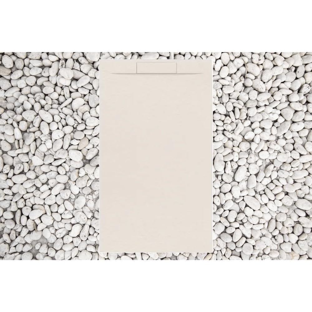 Brodzik prysznicowy 175 x 90 cm BEIGE Line PLUS marmurowa żywica i proszek z boczną kratką marmurową