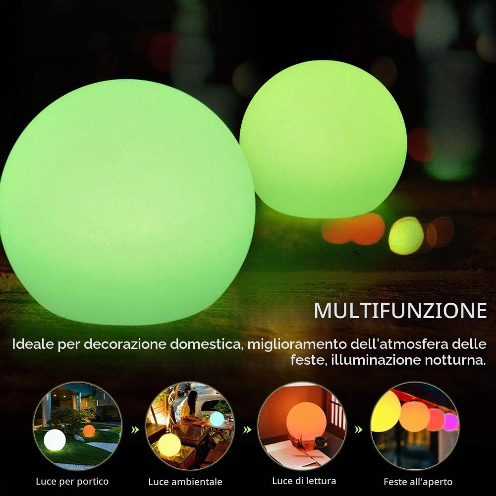 Garosa Luce a Sfera LED Ricaricabile con Telecomando e Controllo Tattile, 16 Colori RGB, Illuminazione Decorativa per Interni, Lampada da Tavolo Moderna, Ideale per Feste e Relax