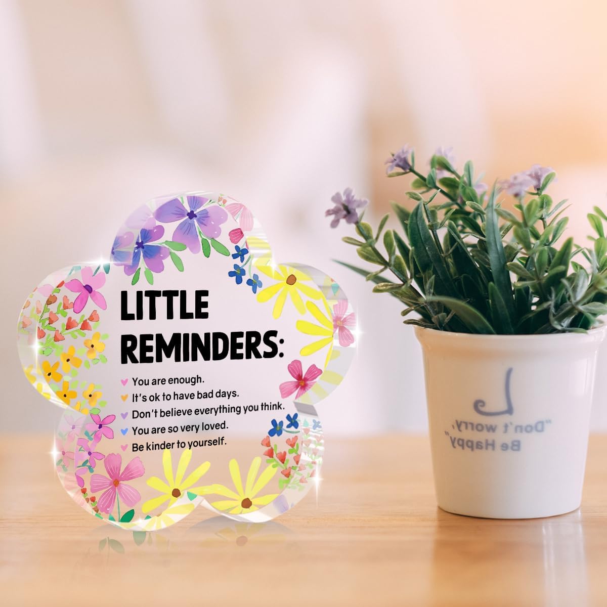 Inspirational Gifts for Women, Flower Shape Acrylic Sign, Motivational Desk Decorations, Positive Gifts for Friends, Coworkers, Encouragement Gifts for Men, Women - Image 5