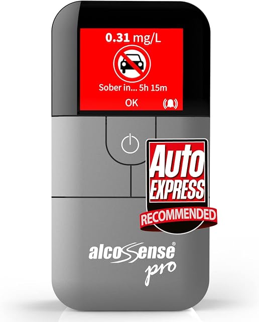 AlcoSense Pro Fuel Cell Breathalyser | Police Sensor Inside | Sunday Times - Rating: 5 STARS "Impressively Accurate" & Auto Express 2018 Recommended Breathalyzer & Alcohol Tester