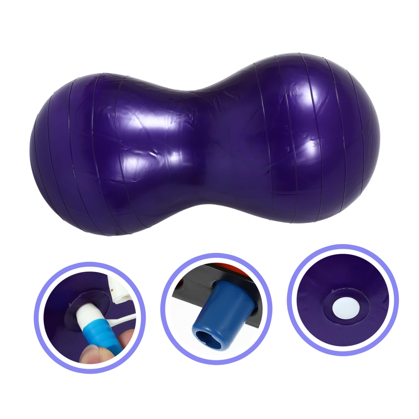 INOOMP Lila PVC Erdnuss Gymnastikball 45x70cm mit Luftpumpe Glatte Oberfläche Tragbar für Yoga und Massage