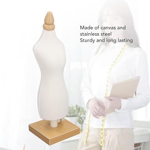 Miniatura 6 de Mini maniquí de forma de vestido femenino ajustable con base de madera, adecuado para coser y hacer patrones, detalles delicados, portátil para