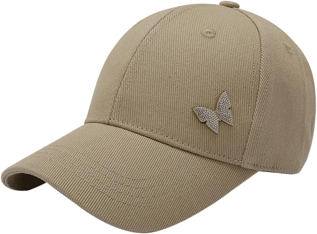 Rhinestone Butterfly Decor Baseball Cap for Women Sun Hats Summer Cotton Running Golf Cap
