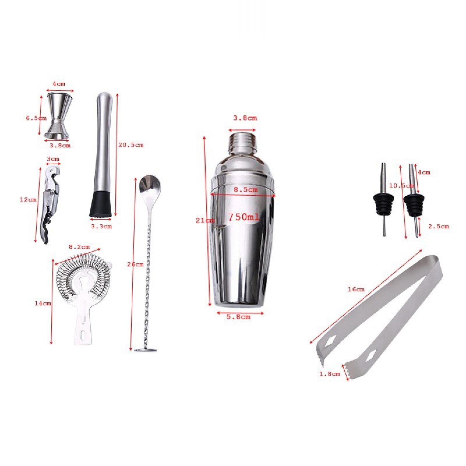 Genérico Set De Coctelería De Acero Inoxidable, 750 Ml con Base, Utensilios para Mezclar Cócteles, Ahorra Tiempo Y Es A Prueba De Fugas, Ideal para Guardar En Casa O En Fiestas