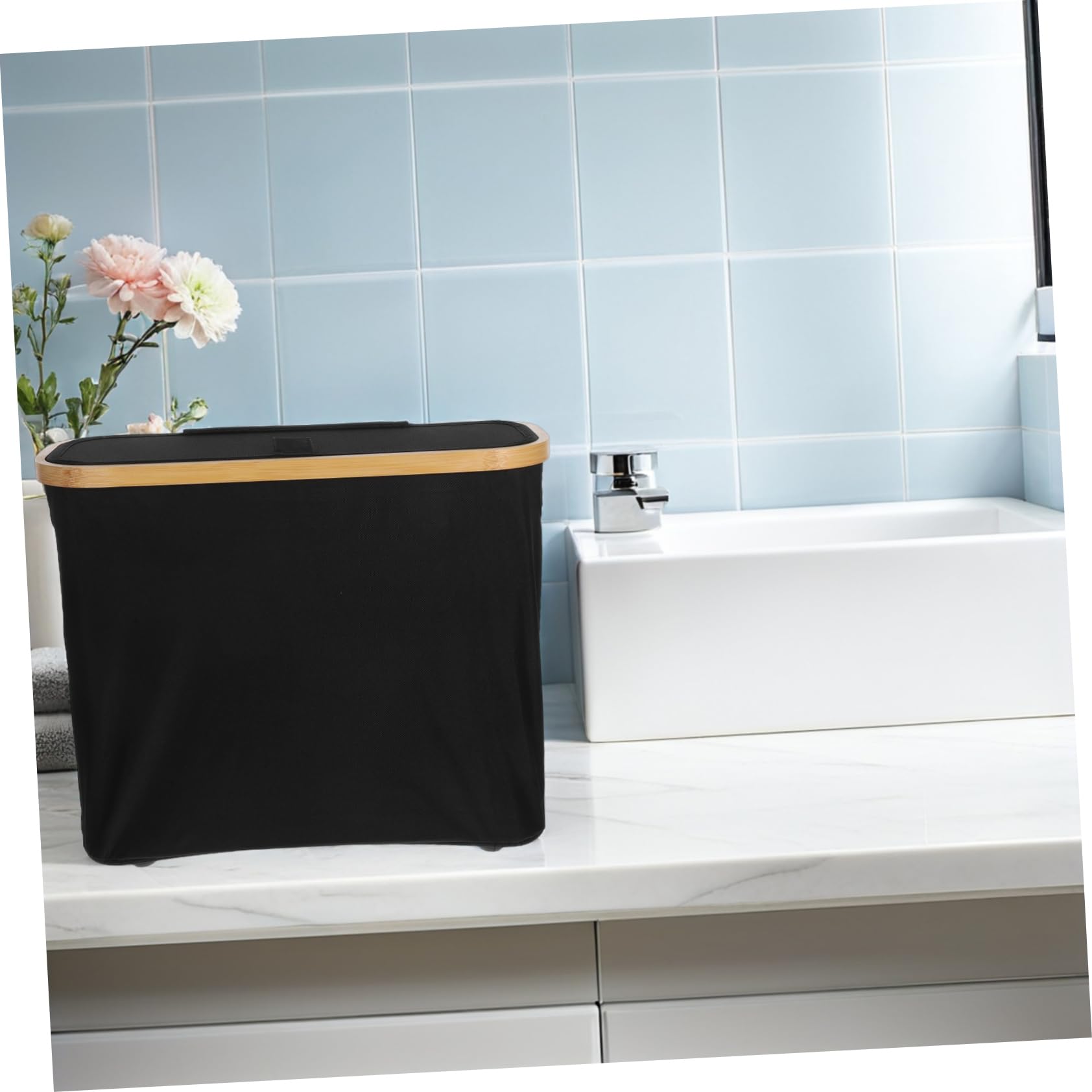 Panier Étanche et Anti-poussière en Tissu Oxford de Rangement Pliable avec Couvercle, Design Moderne pour Papier Toilette pour Salle de Bain et Salon