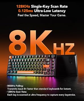 KYSONA HE82 Mechanical Gaming Keyboard Wired with Multi-Function Knob, Hall Effect Magnetic Switches, Adjustable Actuation, Hyper Trigger, 8KHz Polling Rate Custom Driver for PC/Mac/Laptop