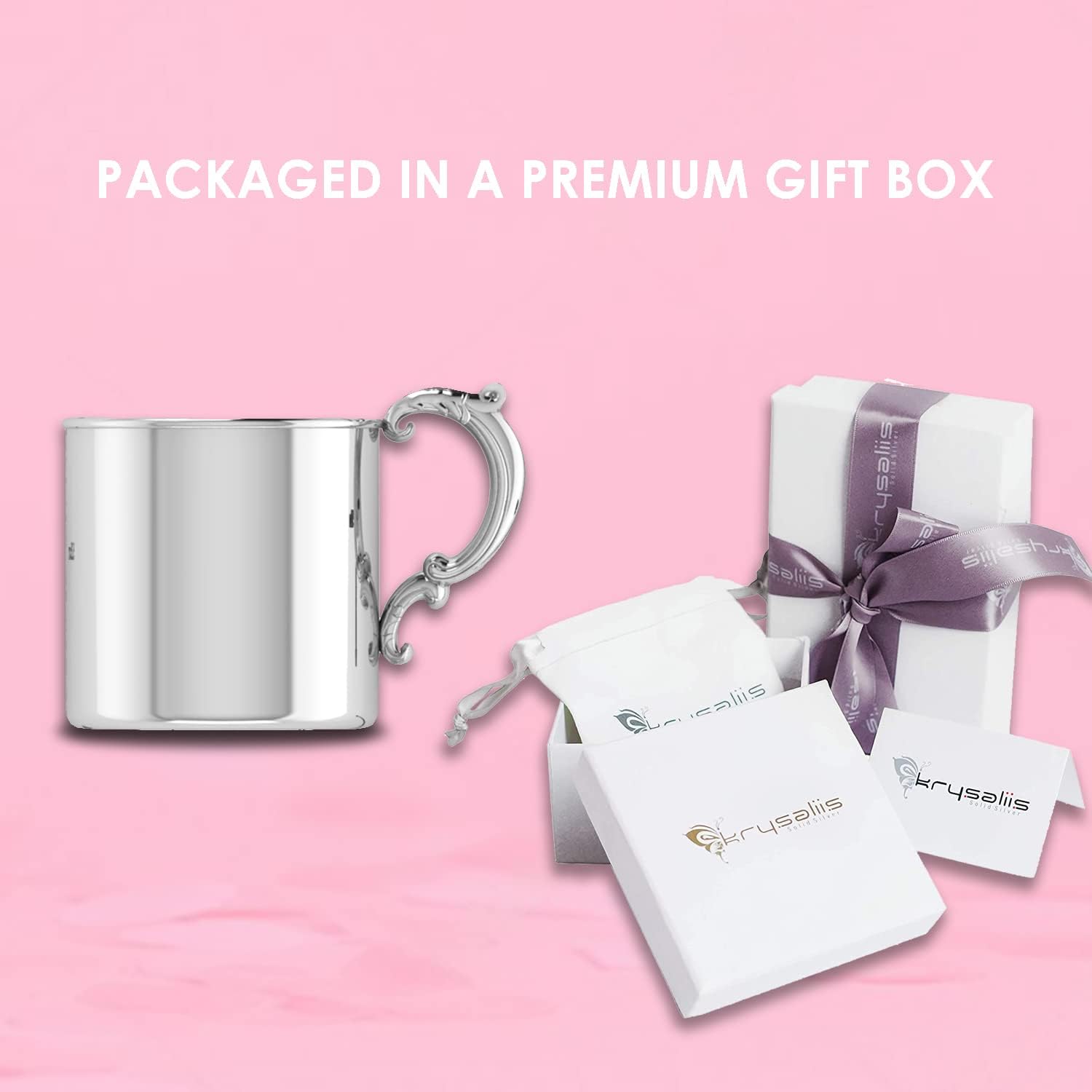 Sterling Silver Classic Cup with Victorian Handle - Elegant Engravable Personalized Cup Keepsake Gift - Made with Solid 925 Sterling Silver Material (5 Ounce)