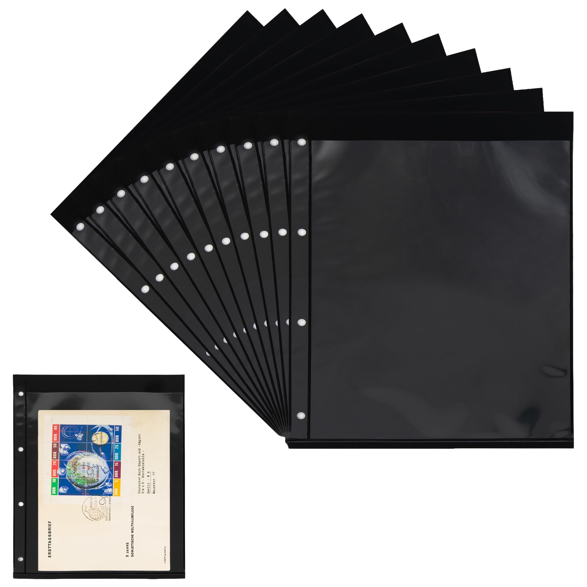 10 Feuilles de Stock Prophila Double Face, sans Division, 1 Poche