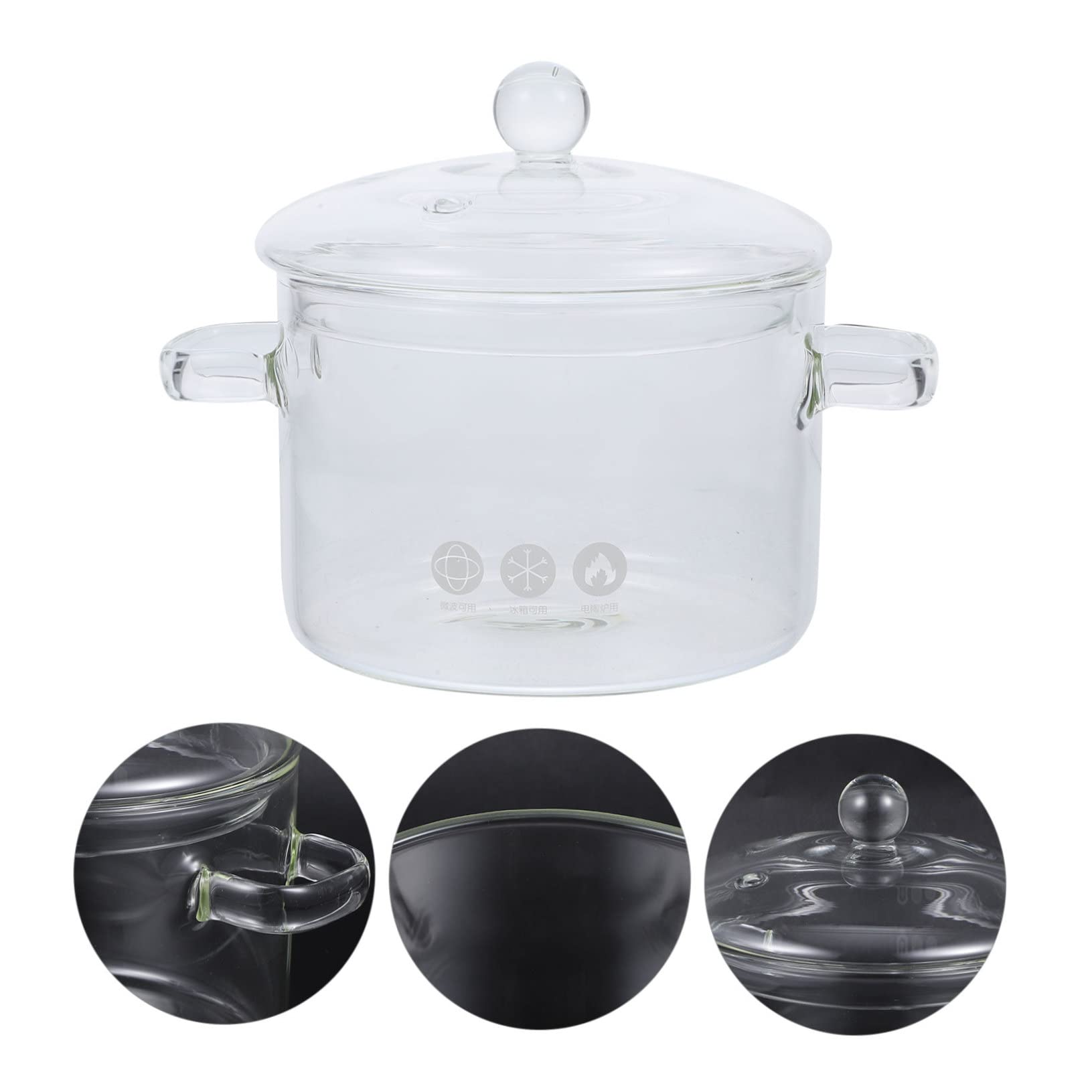 Ciieeo Olla de Vidrio para Inducción con Tapa y Asas Seguras, Capacidad Suficiente para Cocinar Fideos, Leche y Sopas de Manera Transparente y Resistente