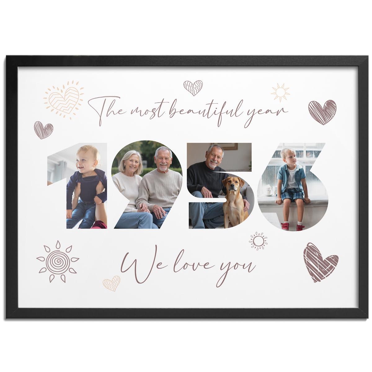 Pictalia - Personalized Frame 69th Birthday, Gift for Grandpa, Grandma, Year 1956, Grandfather, Grandmother, Photo Frame Mom, Dad, Woman, Man, Family, Friends, Gift for Wedding Anniversary, Meeting