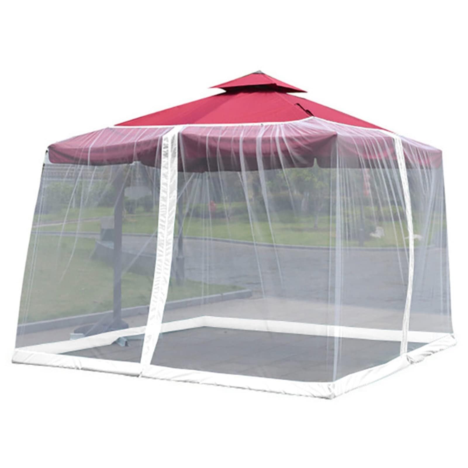 Mosquitera ajustable de 3 x 3 m para sombrilla y pabellón con cremallera, red de protección para patio y balcón, solución de protección contra insectos