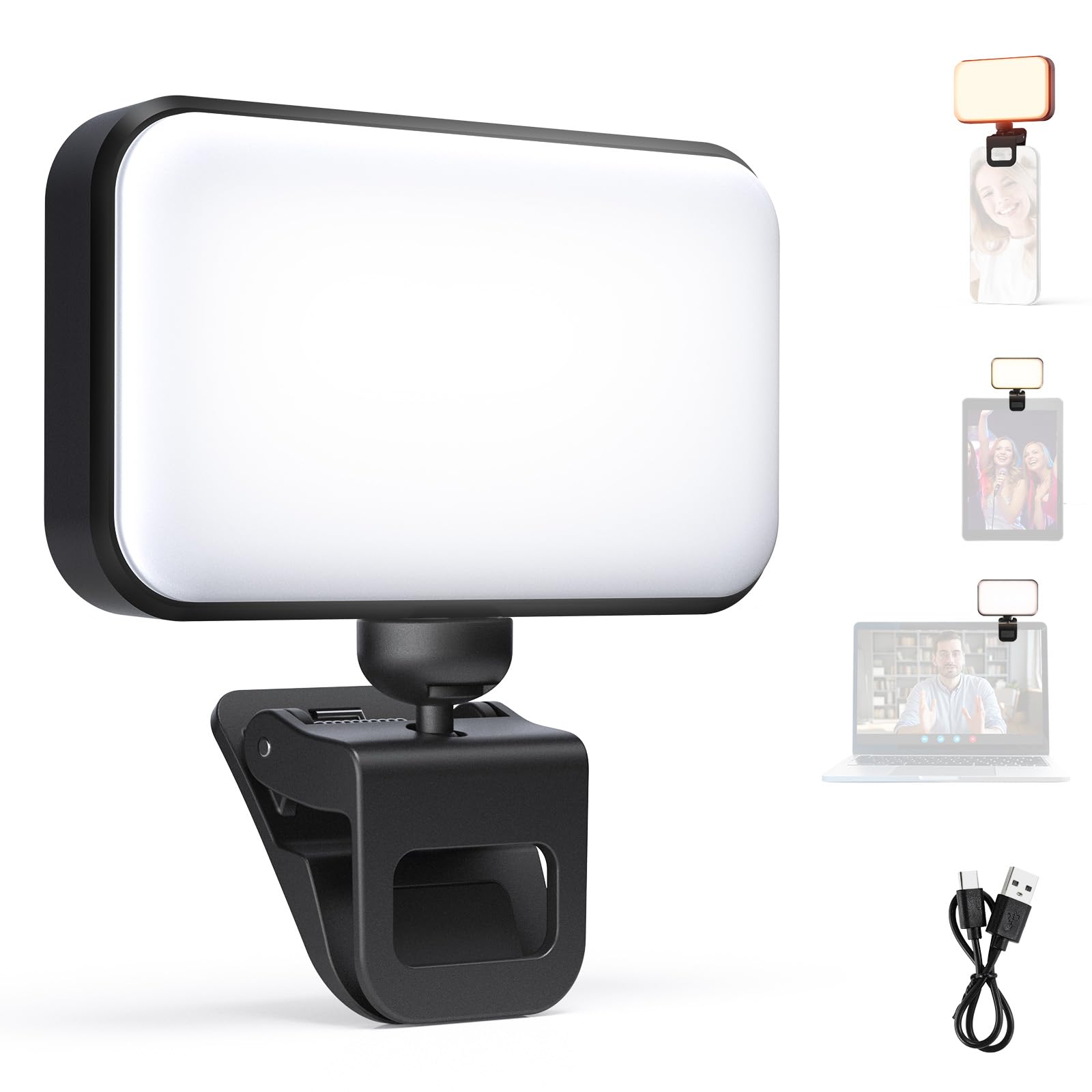 NEEWER ENTRY LEVEL VERSION LED Selfie Light, Luce per Telefono con Clip 54 LED Compatibile con iPhone, CRI88 650mAh, Portatile per Computer Laptop Webcam Zoom Videoconferenza Trucco Registrazione, N8