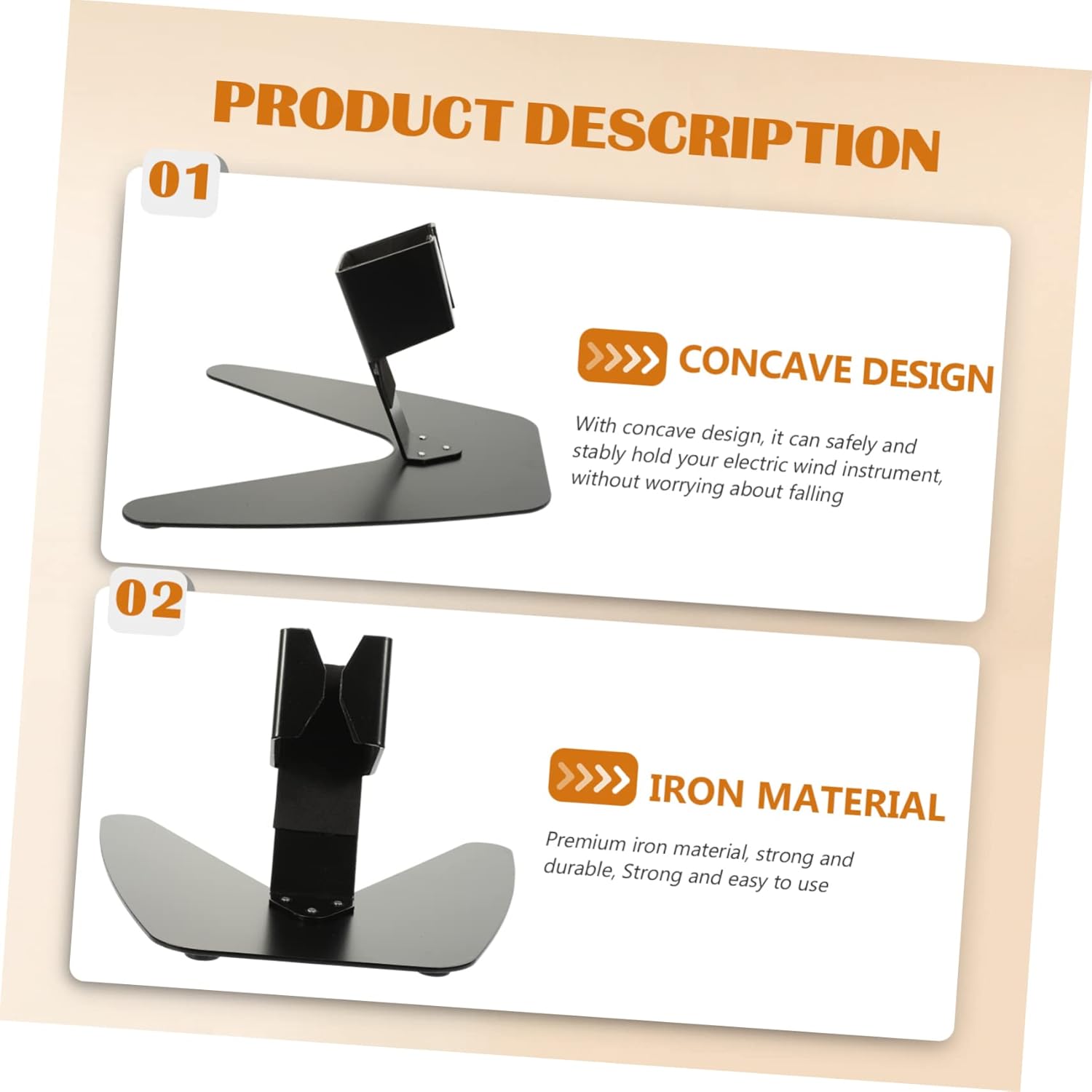 Yardwe Iron Storage Bracket for Wind Instruments Lightweight Portable Music Stand Holder Concave Design for Alto Tenor Saxophones and Other Instruments