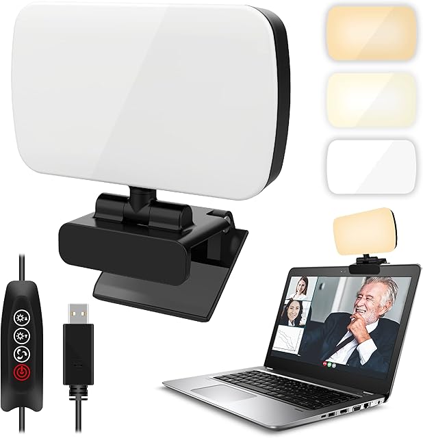Aogled Video Conference Lighting Kit,Small Zoom Light with 3 Light Modes for Video Recording/Live Streaming/Remote Working/Distance Learning/Online Meeting/Laptop Video Conferencing,Make up