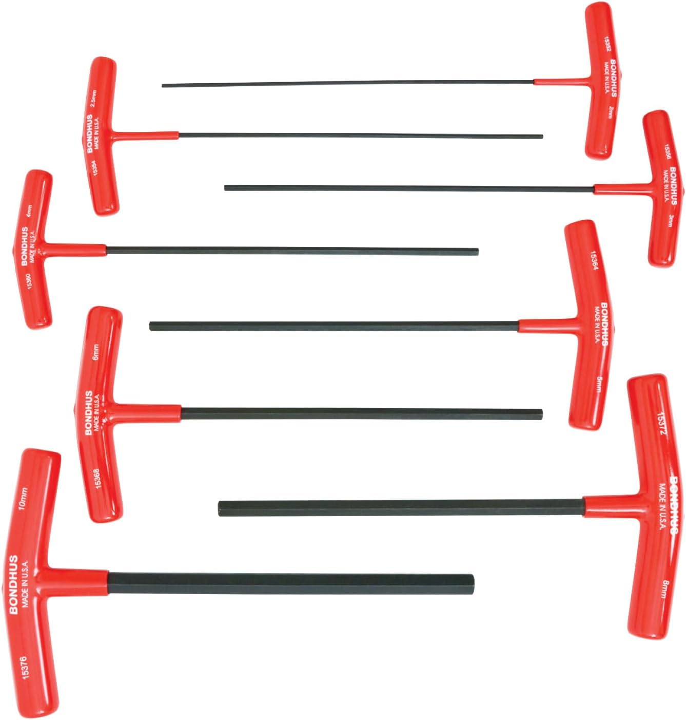 Bondhus 15387 Set of 8 Hex T-handles, 9" Length, sizes 2-10mm
