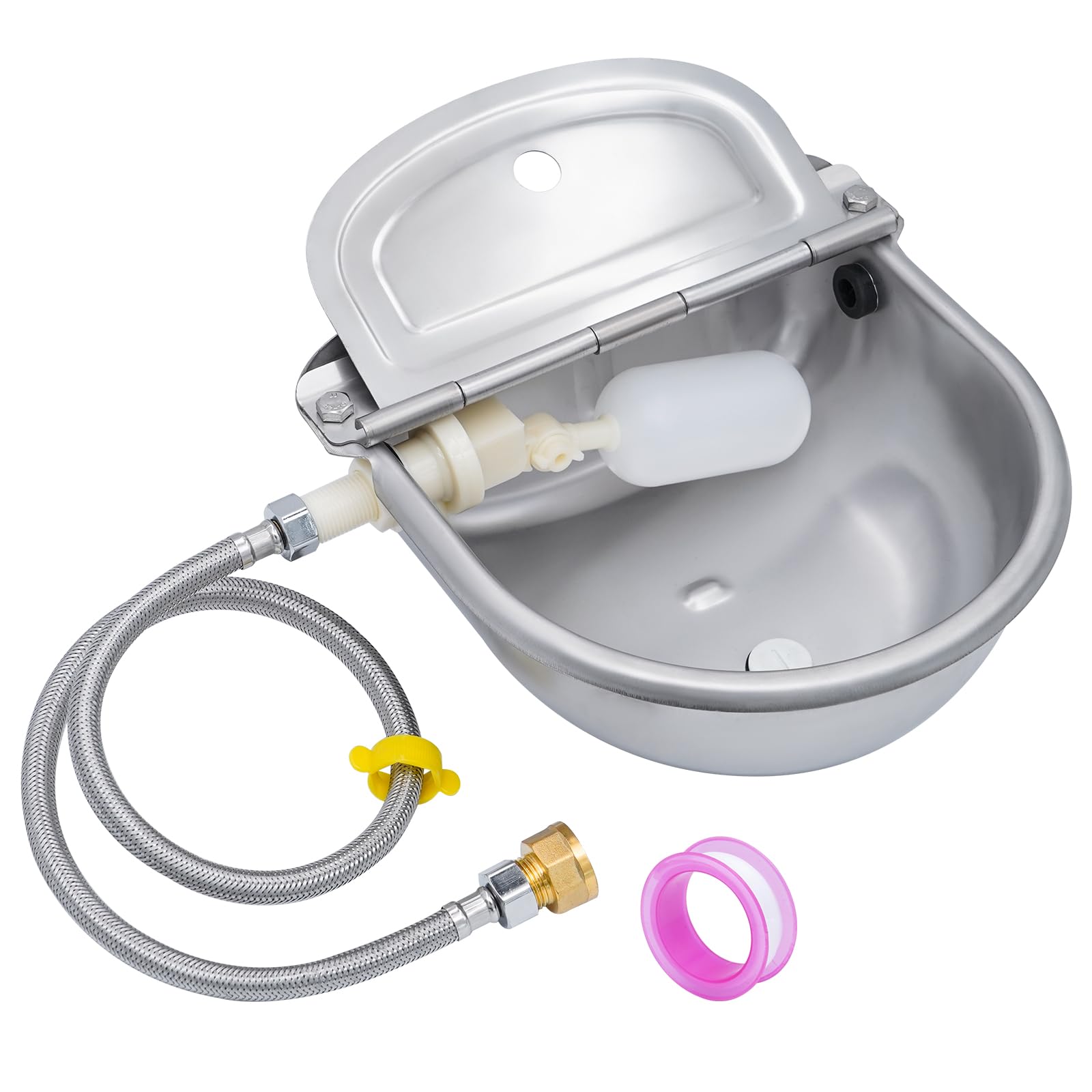Abreuvoir Automatique pour Animaux De Compagnie, Gamelle Eau Chien en Acier Inoxydable, Pipe À Eau De 80 Cm, Vanne À Flotteur 1/2", pour Poules Chat Cheval Chevre