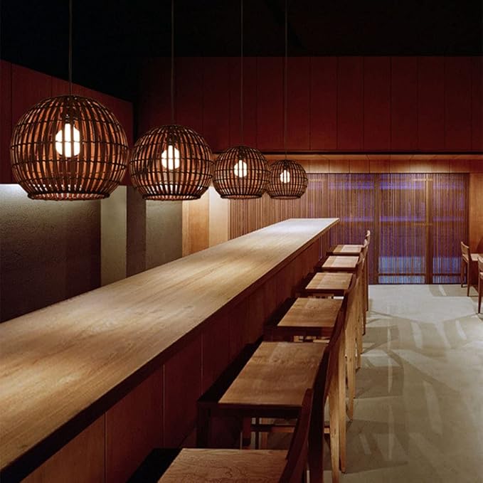 CSSYKV Bamboo Art Bamboo Hanglamp Modern Geweven Rotan Lampenkap Armatuur Eetkamer Hanglamp Creatieve Kroonluchters Japanse Zen Lantern Tea Room Rotan Lamp E27 Due Restaurant Balkon Club photo 2