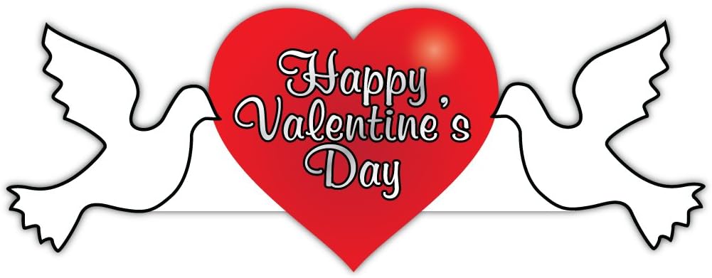 VictoryStore Yard Sign Outdoor Lawn Decorations: Happy Valentine's Day Heart with Doves 2 feet x 4 feet Corrugated Plastic Yard Sign 2 Short Stakes
