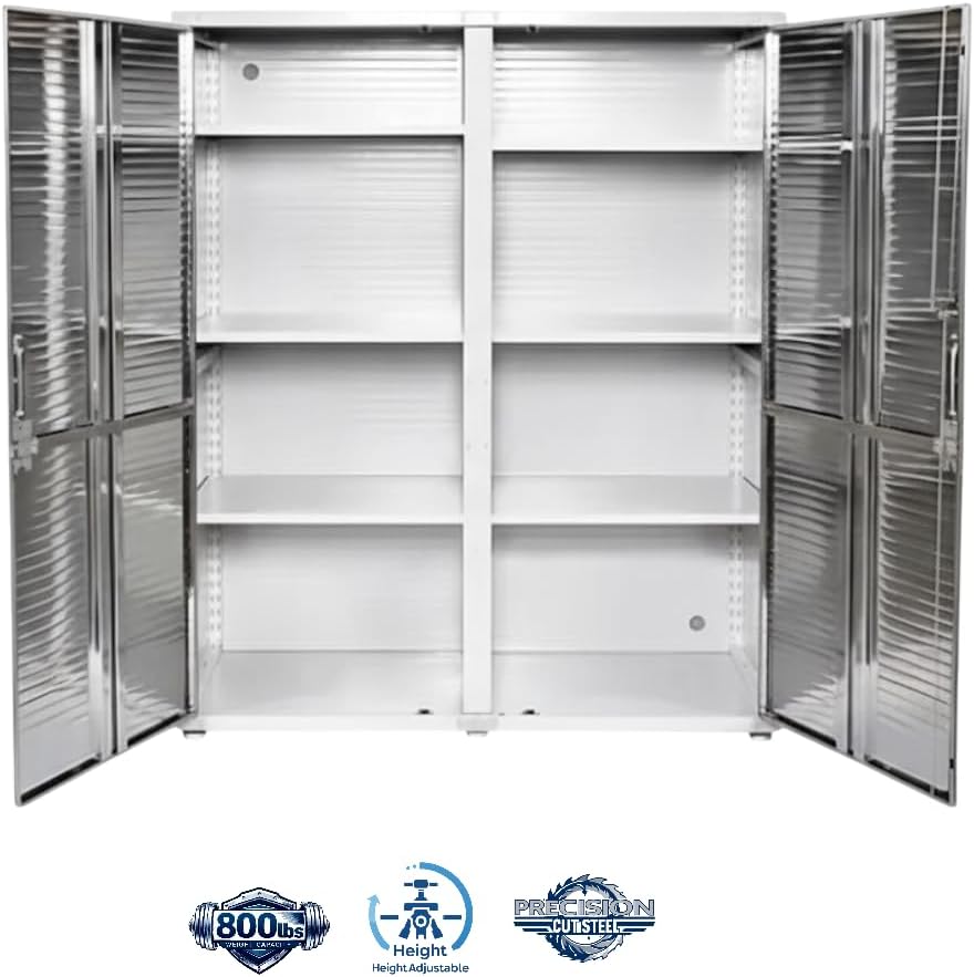 Heavy-Duty Commercial Storage Cabinet (White, 60" W x 24" D x 72" H)