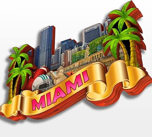 Miniatura 3 de Imán de nevera de Miami, Florida, Estados Unidos, América, colección de madera, madera 3D, hecho a mano, recuerdos de la ciudad de viaje, imán para