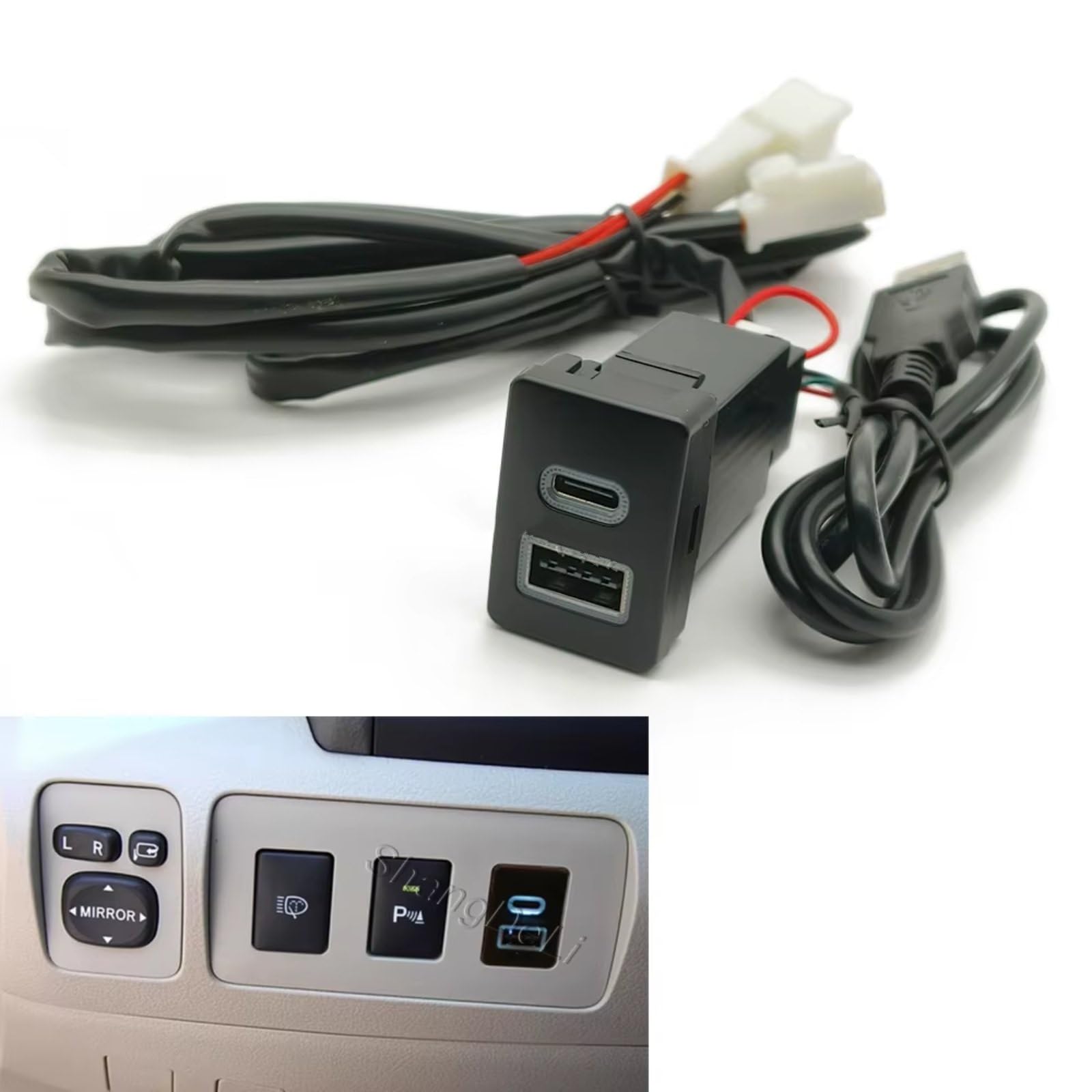 Centro Puerto USB Compatible Con Toyota Para Auris Para Prius 2014-2017 Para Cargador Coche Para Adaptador Entrada Carga Rápida Tipo C Audio U-Disk Puerto USB