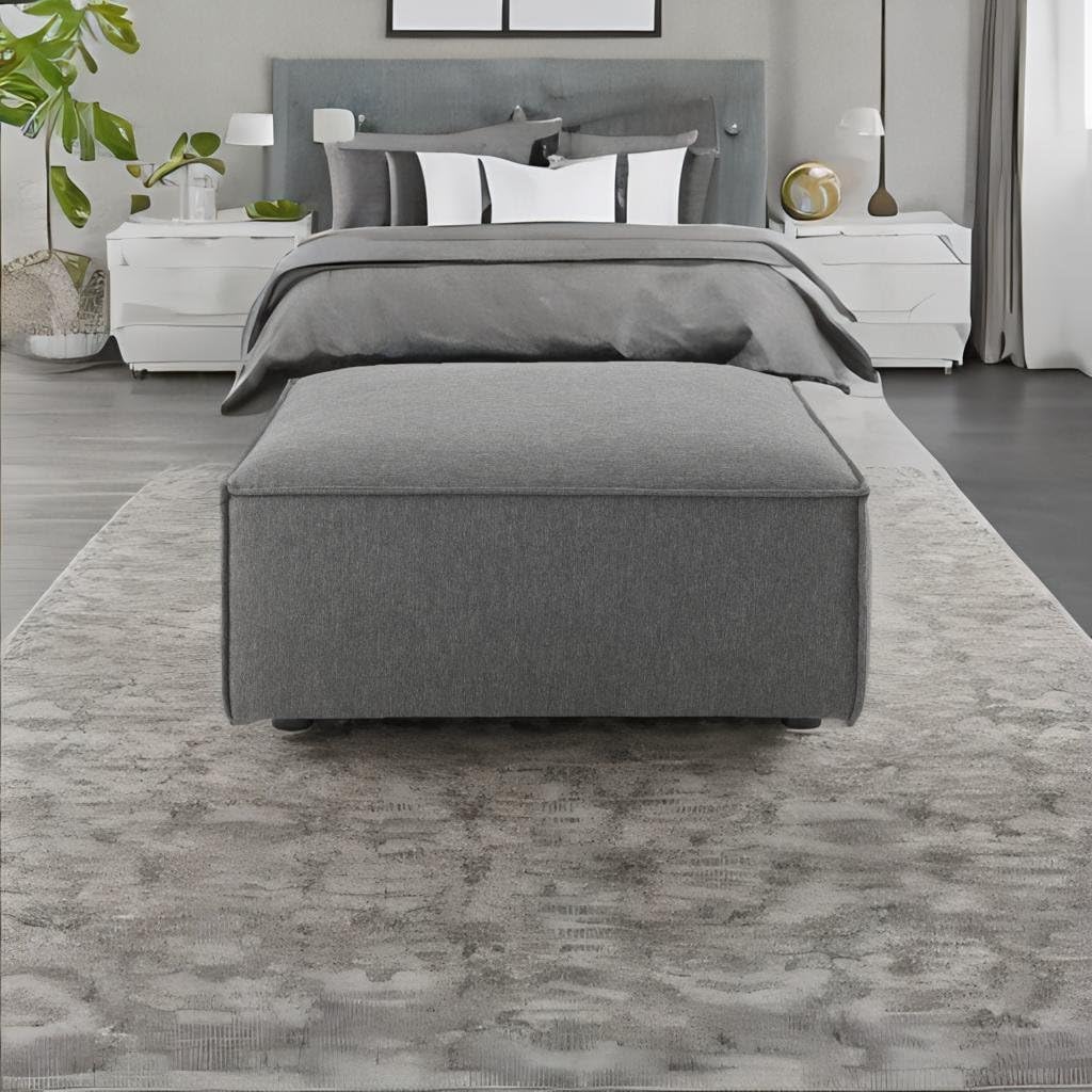 Ergode Restore Upholstered Fabric Sectional Sofa Ottoman | Minimalist Design | French Piping | Foam Cushions | Sturdy Construction | Non-Marking Foot Caps | Connectors | 440 lbs Weight Capacity