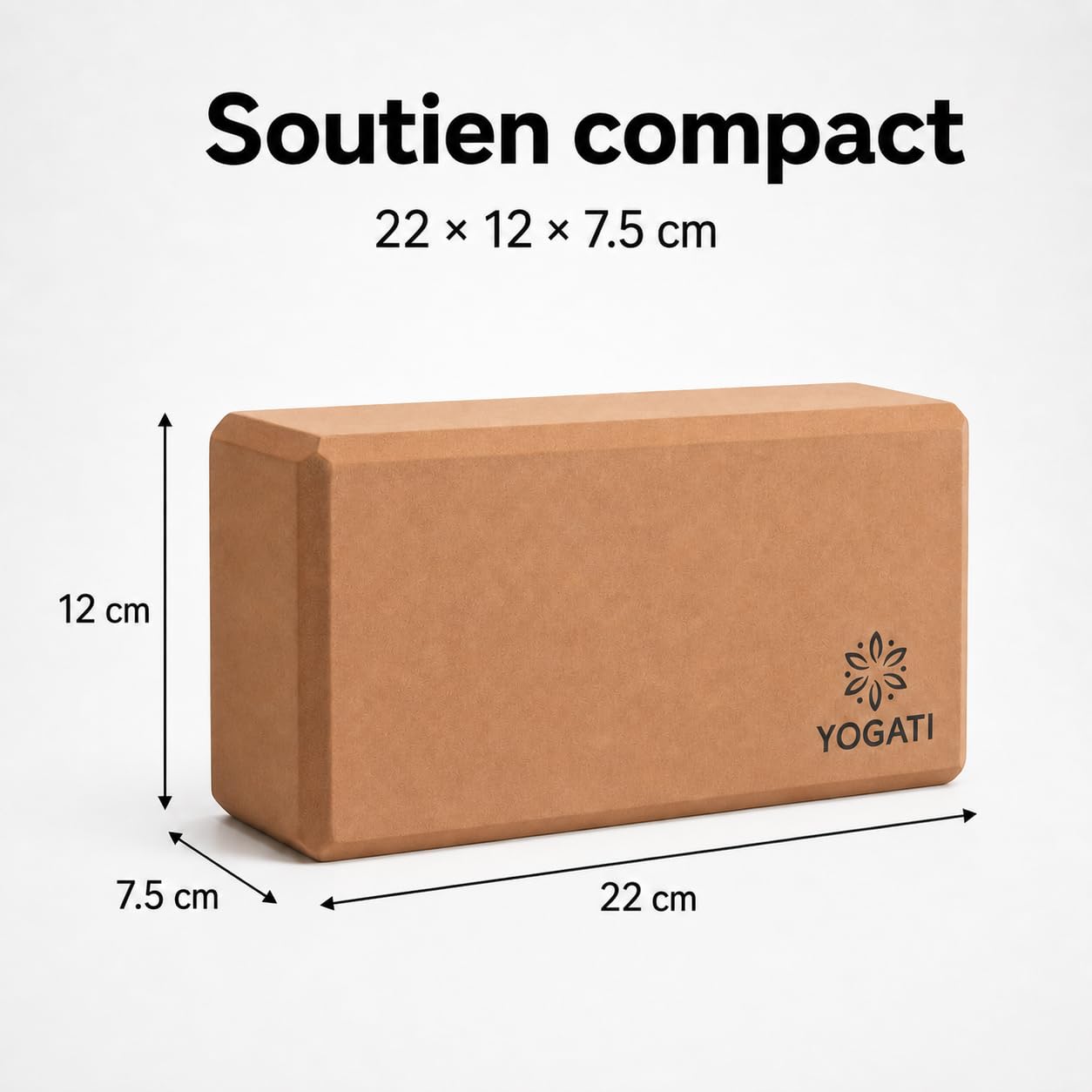 YOGATI® Blocs de Yoga en Mousse lot de 2 | Briques de yoga en Mousse EVA | Dimensions 22 X 12 X 7.5 Cm | Accessoire Yoga Antidérapant pour Pilates et Fitness | Yoga blocks set of 2