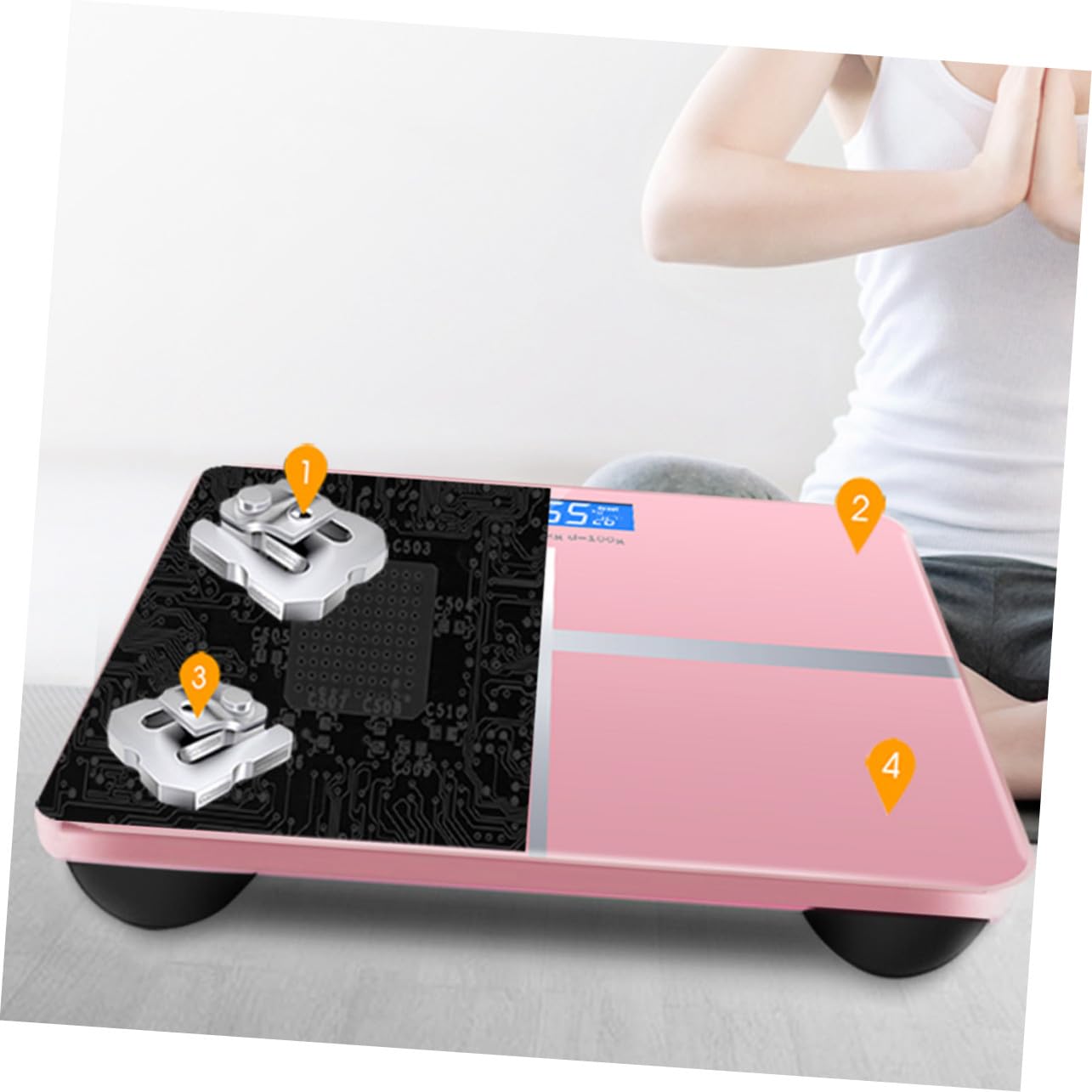 Bilancia Elettronica Digitale per Peso Corporeo Display Grande, Vetro Temperato e Ricarica Usb, Design Unico per Uso Domestico e Controllo Salute